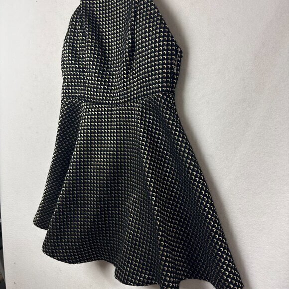 DO+BE Dress Womens Large‎ Black Gold spaghetti strap flare swing skater metallic - Picture 4 of 7